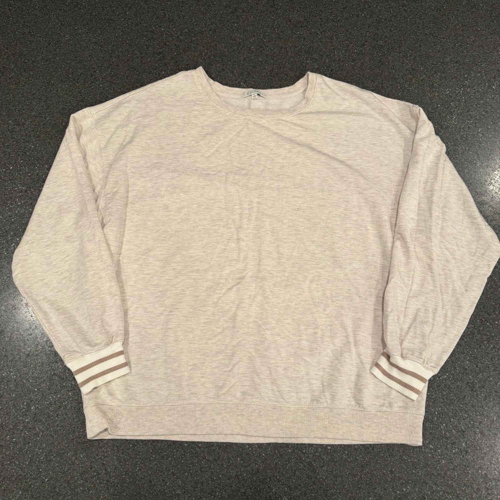 Z‎ Supply Women's Ellis French Terry Sweatshirt – Heather Beige Large